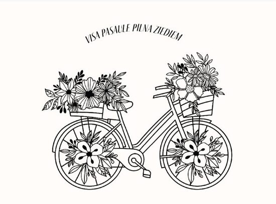 Apsveikuma kartiņa "Ziedu ritenis" 15cm*11cm